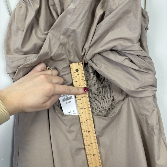 Abercrombie Fitch Tan Twist Front Smocked Back Maxi Dress Women's Medium - Picture 7 of 15